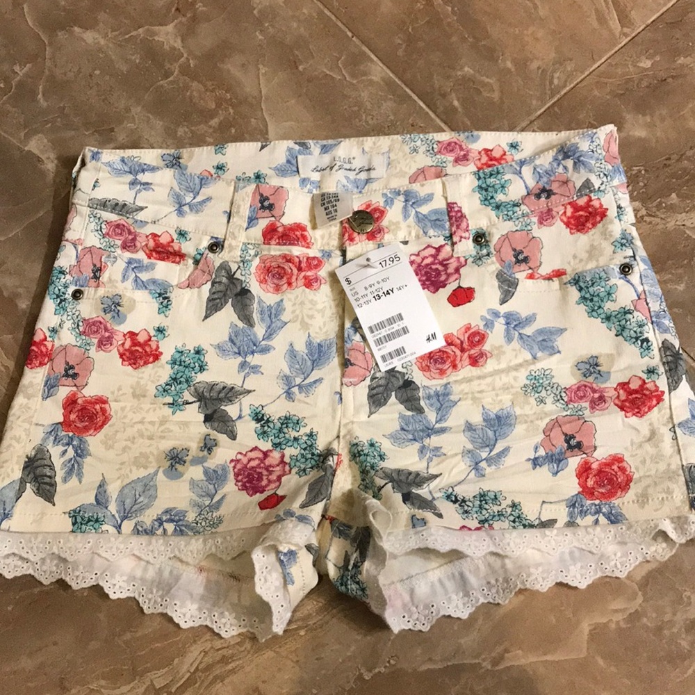 Floral jean shorts